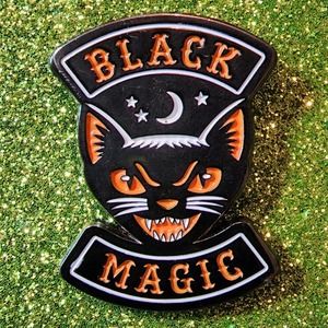 3/$20 Scary Cat Black Magic Hissing Classic Halloween Pin Enamel Pin